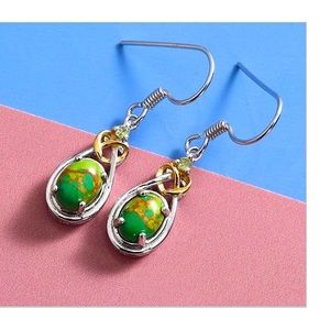 🆕Mojave Green Turquoise & Peridot Dangle Earrings